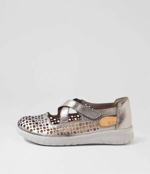 NEW ZIERA women's sachet xf flat shoes in pewter leather